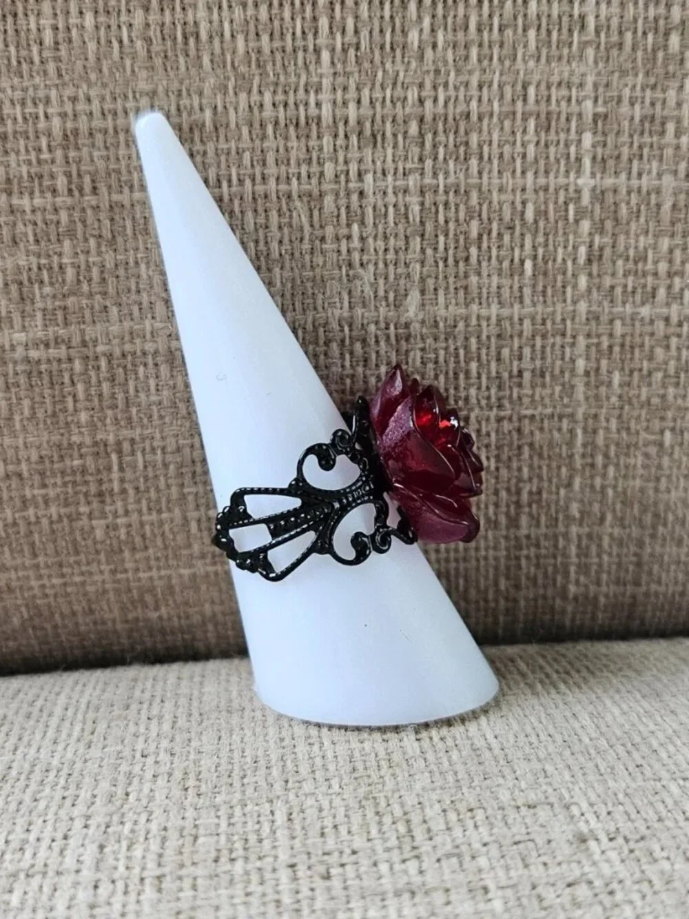 Red Rose Ring Fashion Jewelry Gothic Style Ring Size Adjustable